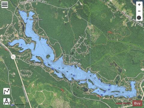 Pine River Pond depth contour Map - i-Boating App - Satellite