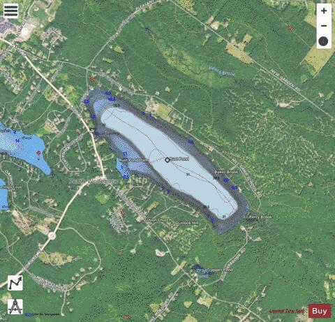 Rust Pond depth contour Map - i-Boating App - Satellite