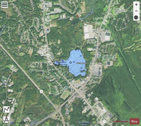 Willand Pond depth contour Map - i-Boating App - Satellite