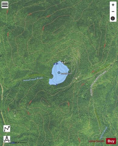 Russell Pond depth contour Map - i-Boating App - Satellite