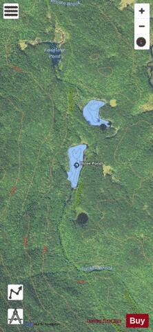 Three Ponds depth contour Map - i-Boating App - Satellite