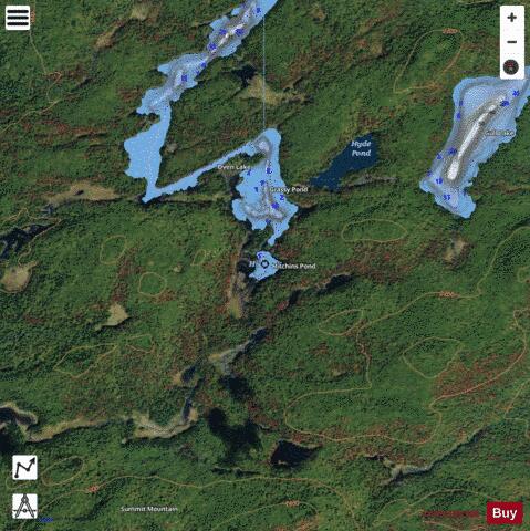 Hitchins Pond depth contour Map - i-Boating App - Satellite