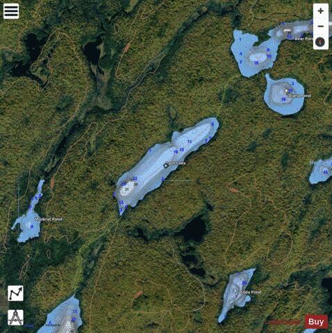 Lyon Lake depth contour Map - i-Boating App - Satellite