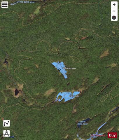 Monument Lake depth contour Map - i-Boating App - Satellite
