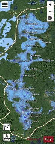 Upper Saranac Lake depth contour Map - i-Boating App - Satellite