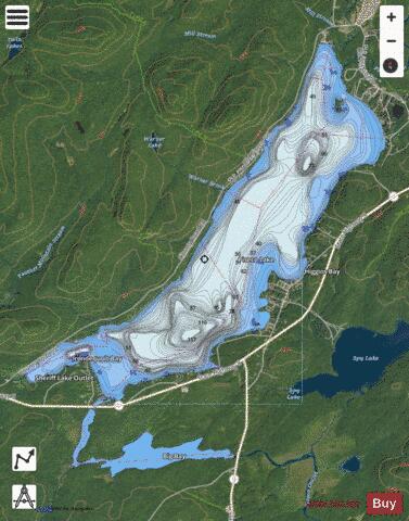 Piseco Lake depth contour Map - i-Boating App - Satellite