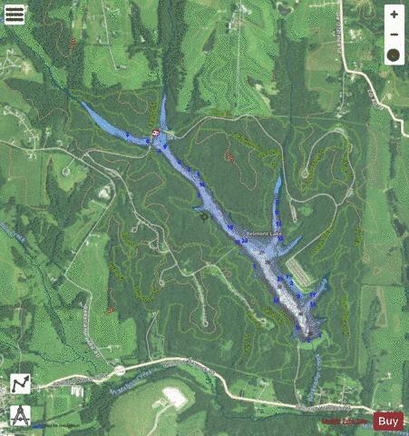 Belmont Lake depth contour Map - i-Boating App - Satellite