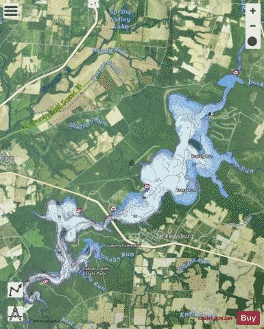 Caesar Creek depth contour Map - i-Boating App - Satellite