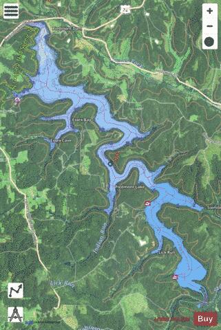 Piedmont depth contour Map - i-Boating App - Satellite