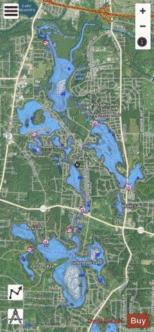 Portage Lakes depth contour Map - i-Boating App - Satellite