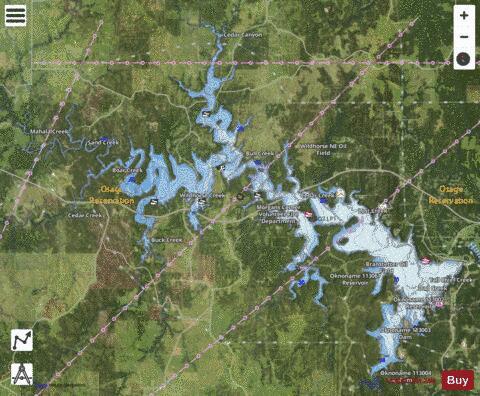 Skiatook Lake depth contour Map - i-Boating App - Satellite