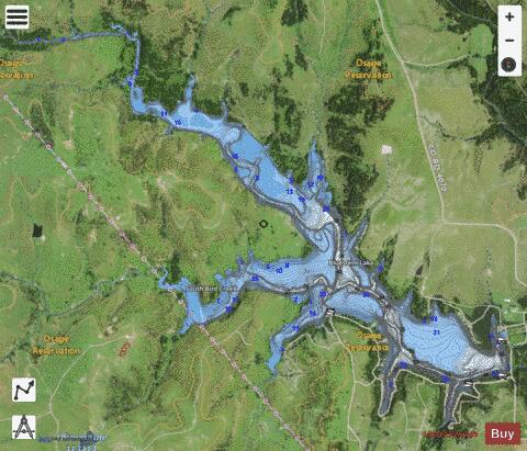 Bluestem Lake depth contour Map - i-Boating App - Satellite
