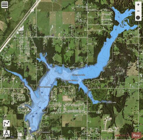 Lake Claremore depth contour Map - i-Boating App - Satellite
