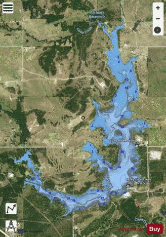 Coalgate Lake depth contour Map - i-Boating App - Satellite