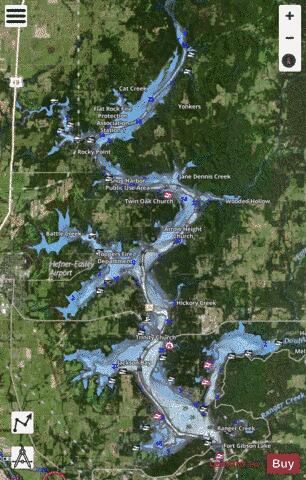 Fort Gibson Lake depth contour Map - i-Boating App - Satellite