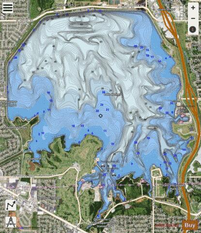 Lake Hefner depth contour Map - i-Boating App - Satellite