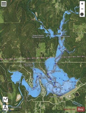 Heyburn Lake depth contour Map - i-Boating App - Satellite