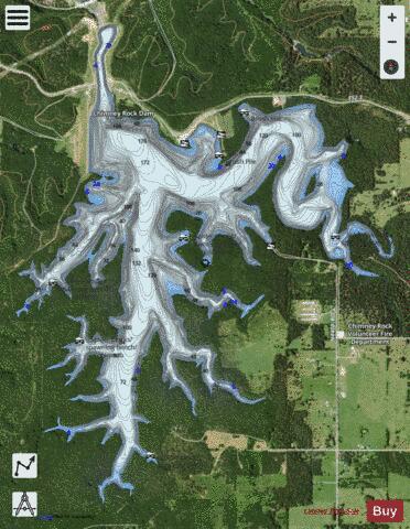 Holway (Chimney Rock Lake) depth contour Map - i-Boating App - Satellite