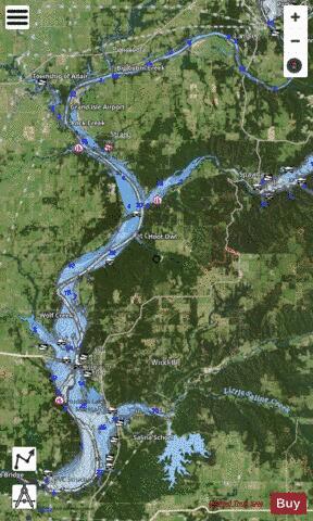 Lake Hudson (Markham Ferry) depth contour Map - i-Boating App - Satellite