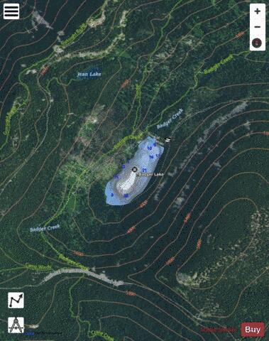 Badger Lake depth contour Map - i-Boating App - Satellite