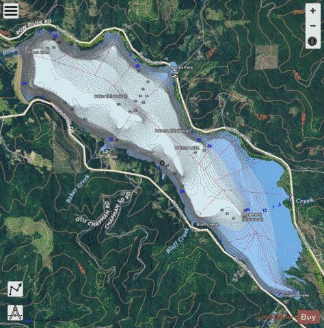 Dorena Lake depth contour Map - i-Boating App - Satellite