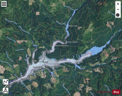 Green Peter Lake depth contour Map - i-Boating App - Satellite