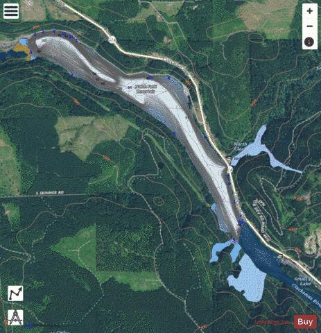 North Fork Reservoir depth contour Map - i-Boating App - Satellite
