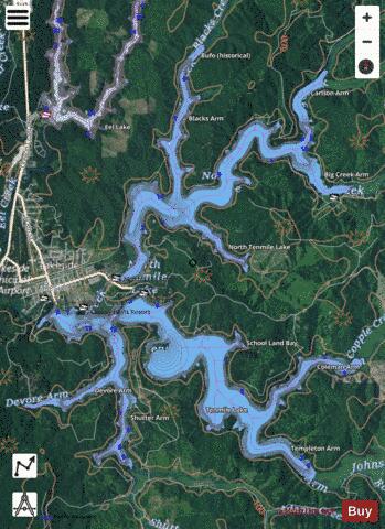 Tenmile Lake depth contour Map - i-Boating App - Satellite