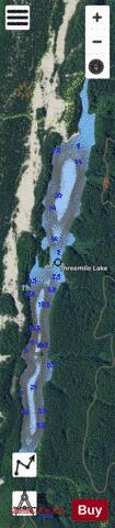 Threemile Lake depth contour Map - i-Boating App - Satellite
