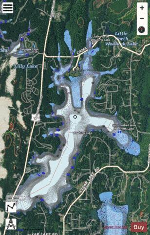 Woahink Lake depth contour Map - i-Boating App - Satellite
