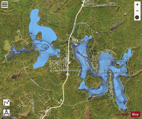 Promised Land Lake and Lower Lake depth contour Map - i-Boating App - Satellite