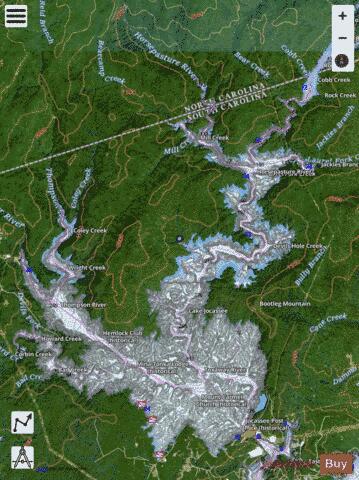 Lake Jocassee depth contour Map - i-Boating App - Satellite