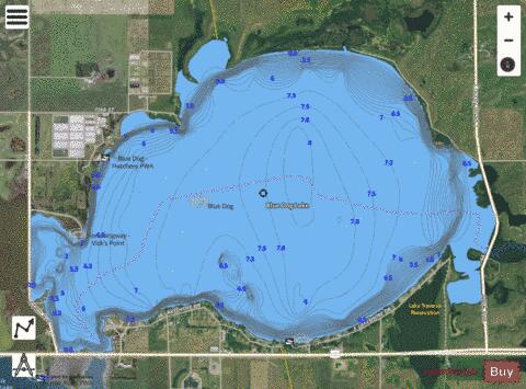 Blue Dog depth contour Map - i-Boating App - Satellite