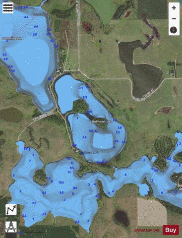 Bullhead depth contour Map - i-Boating App - Satellite