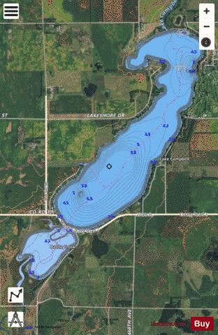Campbell depth contour Map - i-Boating App - Satellite