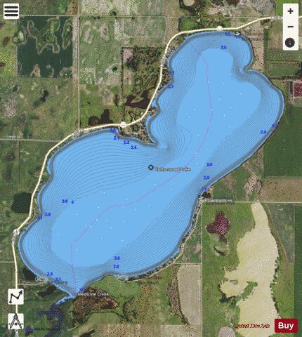 Cottonwood depth contour Map - i-Boating App - Satellite