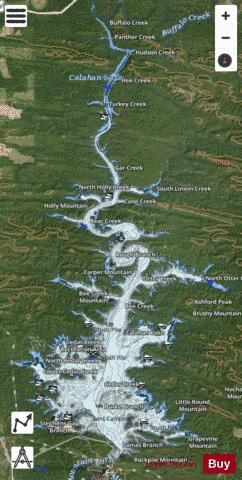 Broken Bow Lake depth contour Map - i-Boating App - Satellite