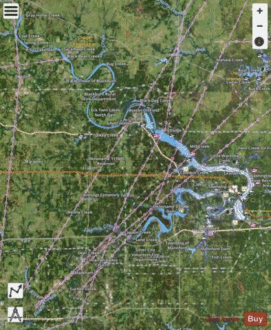 Keystone Lake depth contour Map - i-Boating App - Satellite
