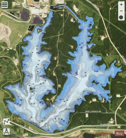 Brandy Branch Reservoir / Rogers Lake depth contour Map - i-Boating App - Satellite