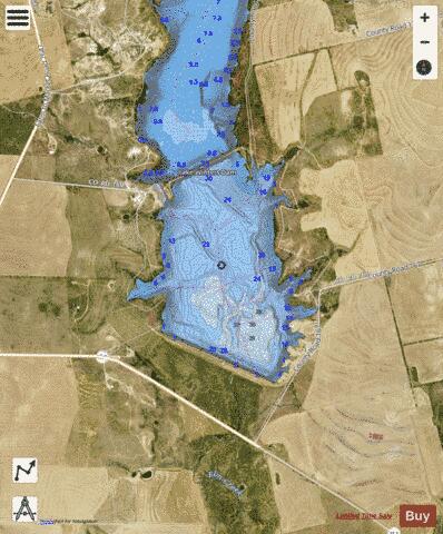 Elm Creek Reservoir depth contour Map - i-Boating App - Satellite