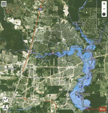 Houston depth contour Map - i-Boating App - Satellite