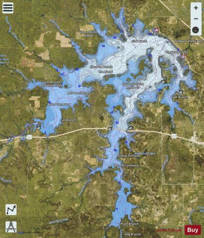 HubbardCreek depth contour Map - i-Boating App - Satellite