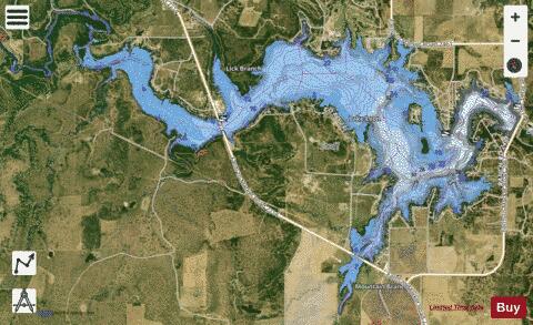 Leon Reservoir depth contour Map - i-Boating App - Satellite