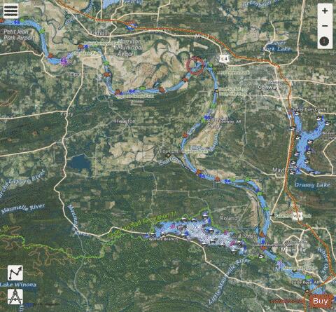 Arkansas River mile 126 to mile 185 Marine Chart - Nautical Charts App - Satellite