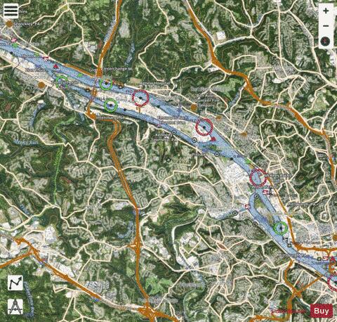 Ohio River mile 1 to mile 12 Marine Chart - Nautical Charts App - Satellite