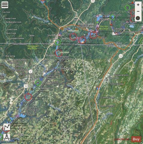 Tennessee River mile 391 to mile 450 Marine Chart - Nautical Charts App - Satellite