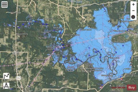 Millwood Lake depth contour Map - i-Boating App - Satellite