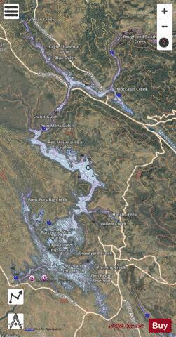 Don Pedro Reservoir depth contour Map - i-Boating App - Satellite