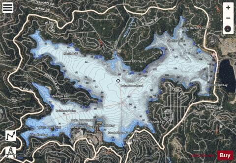 Lake Arrowhead Reservoir depth contour Map - i-Boating App - Satellite