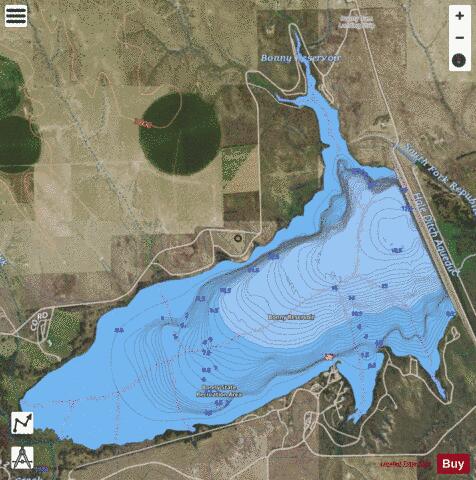 Bonny Reservoir depth contour Map - i-Boating App - Satellite